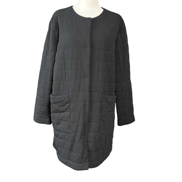 Eileen Fisher Jackets & Blazers - Eileen Fisher Coat Womens Petite Small Black Quilted Organic Cotton Pockets